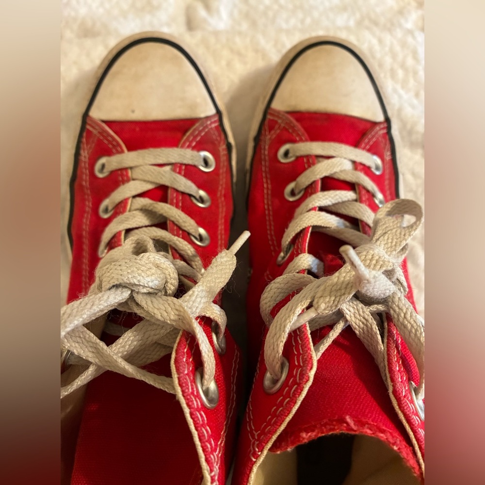 Converse Chuck Taylor Red Canvas High Top Sneakers Skate Punk Grunge Street Sz 7 - Picture 9 of 12